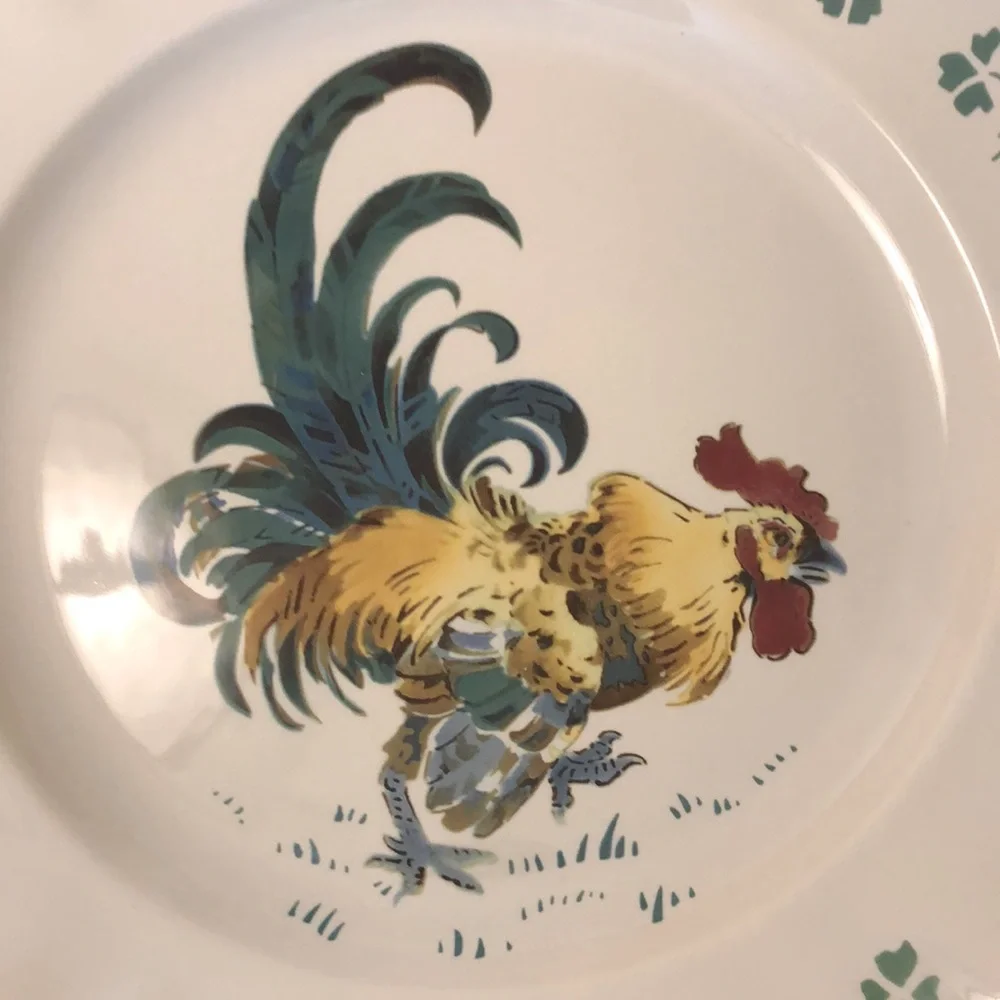 New - Vintage Les Coqs Rooster Platter 14.5